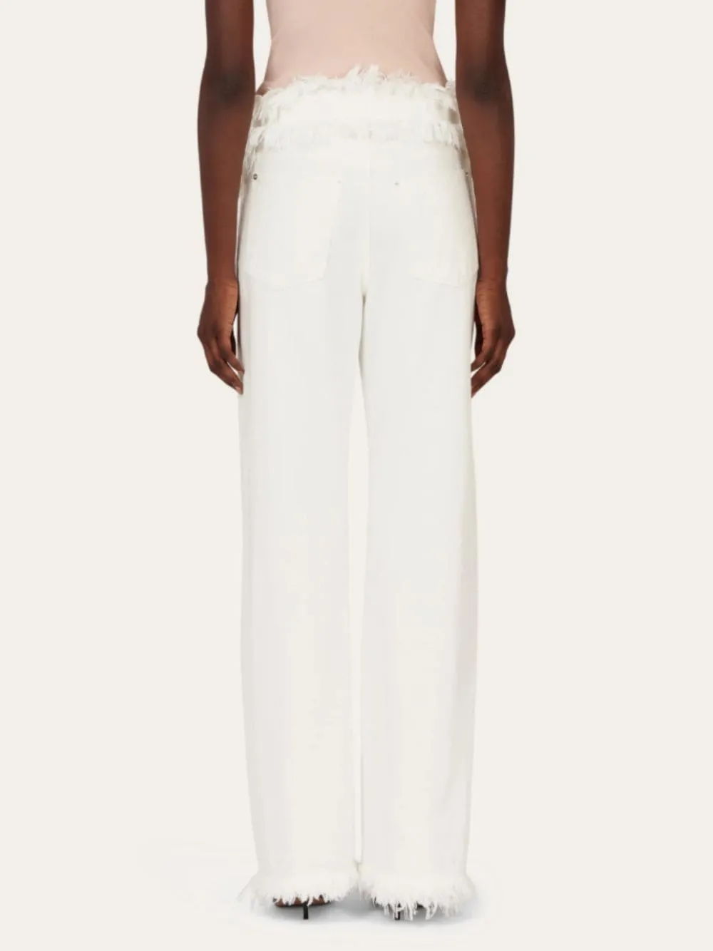White Fringe Detail Jeans