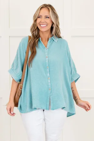 Wistful Weekend Top, Dusty Teal