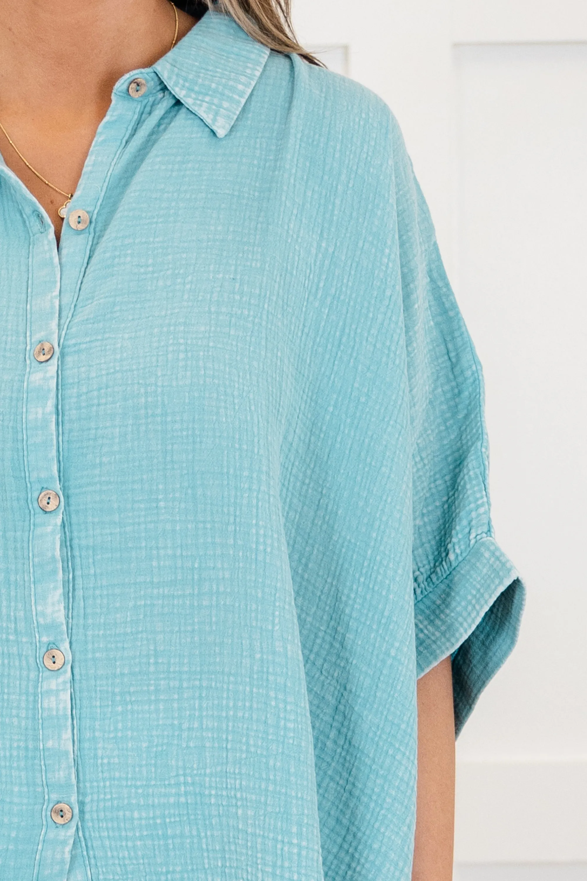 Wistful Weekend Top, Dusty Teal