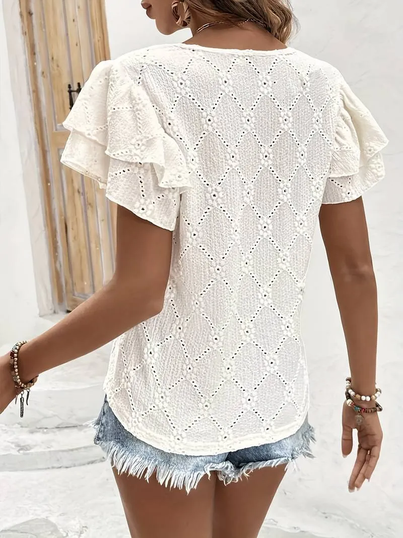 Women's Cotton Blouse with Ruffles