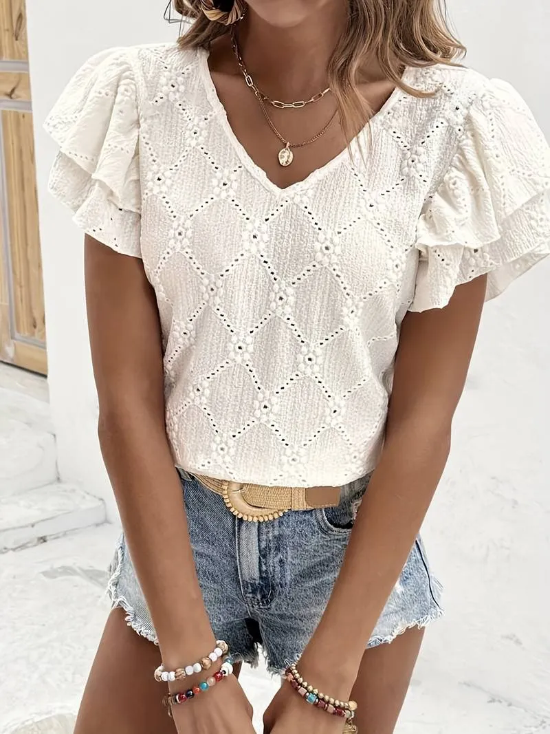 Women's Cotton Blouse with Ruffles