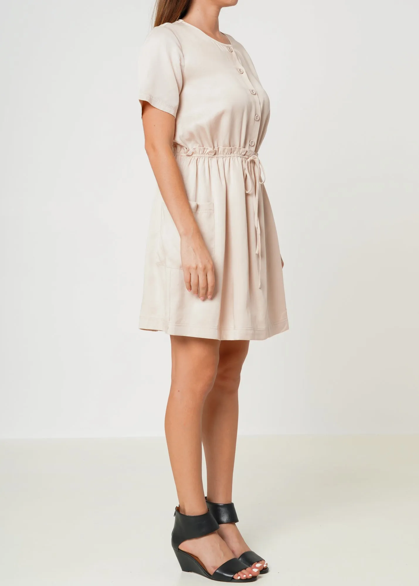 Women's Short Sleeve Utility Dress in Sand