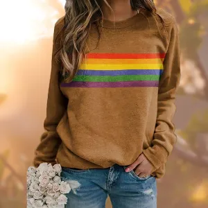 Women's Sweater with Rainbow Print – Comfortable and Stylish Retro-Look Jumper