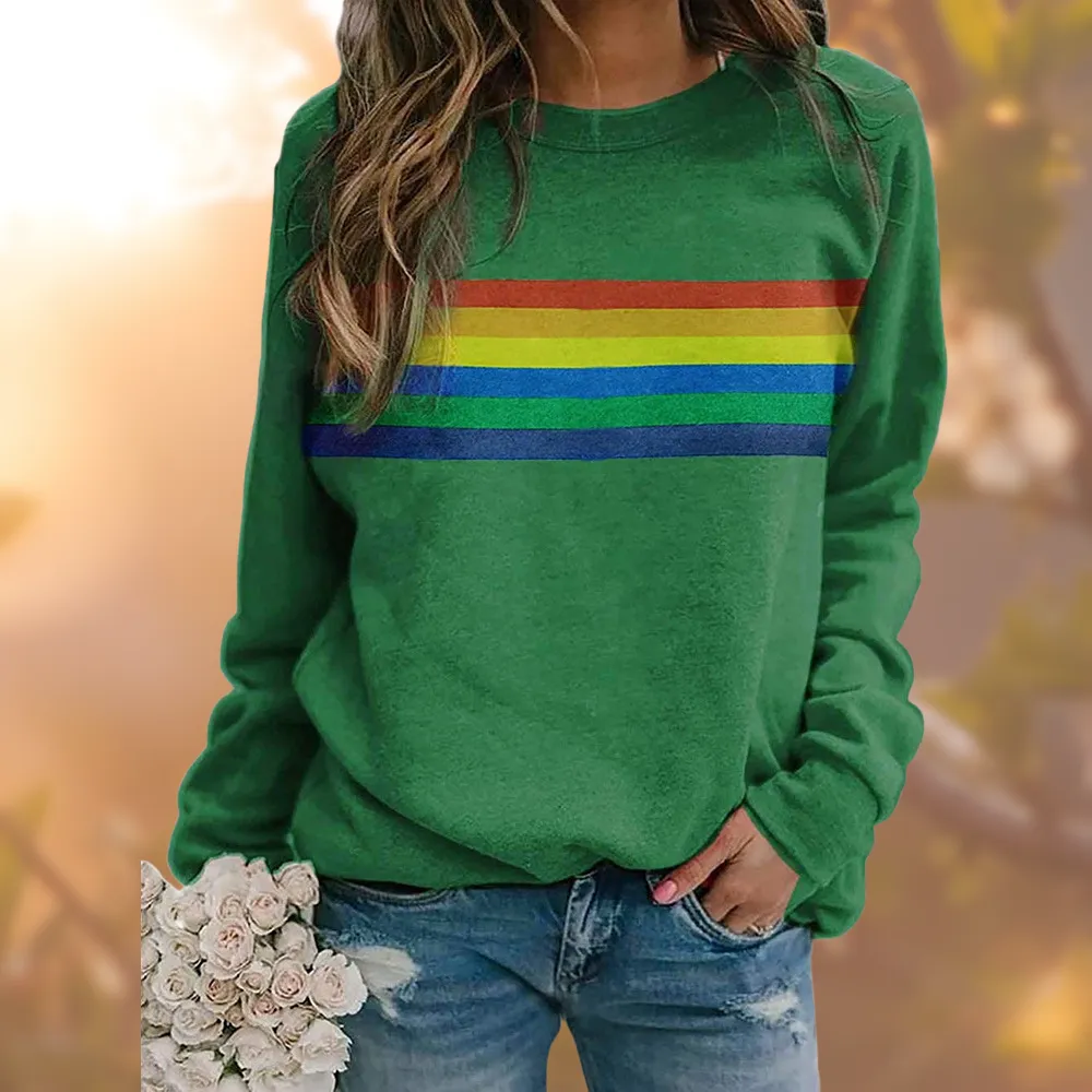Women's Sweater with Rainbow Print – Comfortable and Stylish Retro-Look Jumper