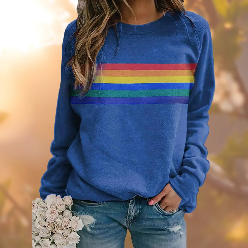 Women's Sweater with Rainbow Print – Comfortable and Stylish Retro-Look Jumper