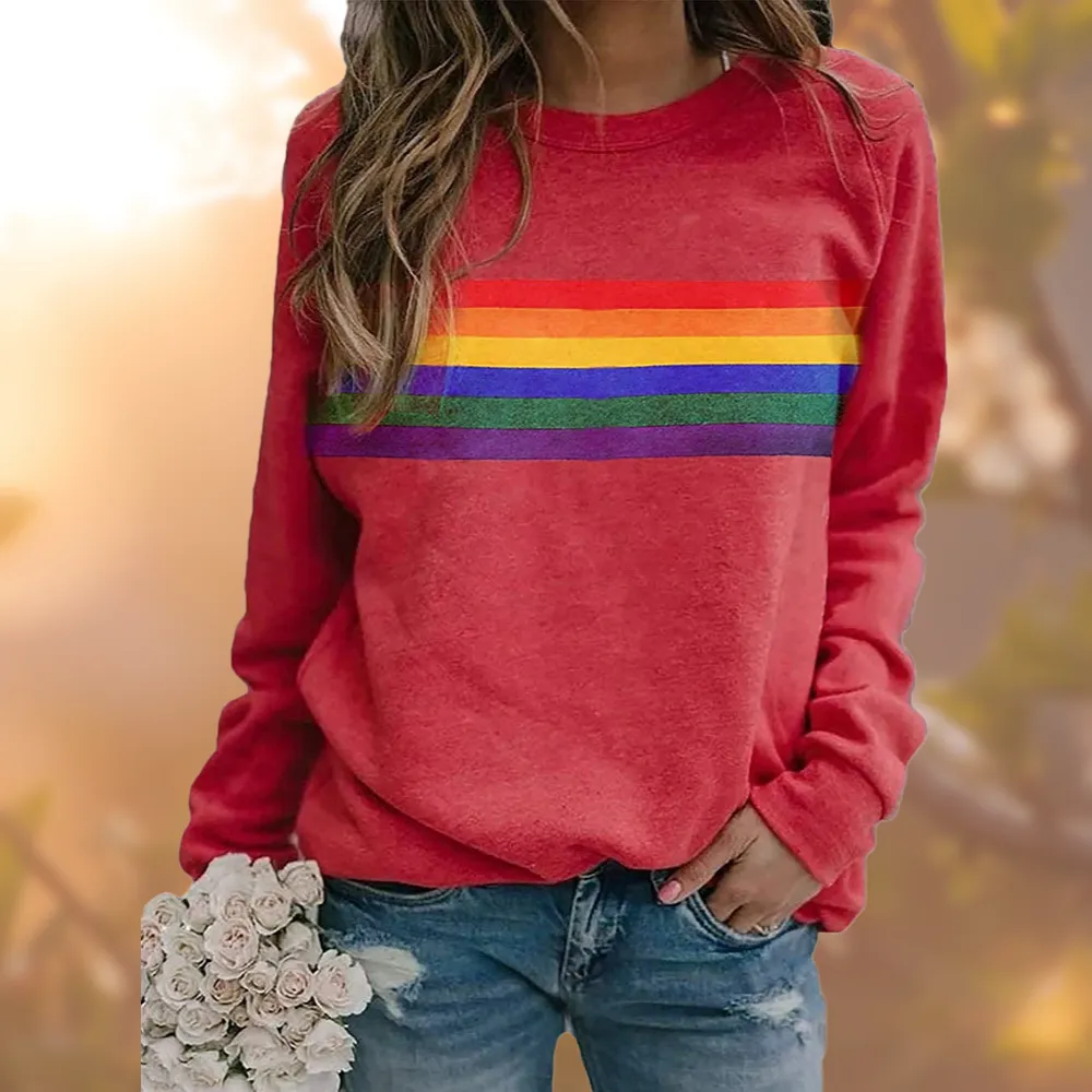 Women's Sweater with Rainbow Print – Comfortable and Stylish Retro-Look Jumper