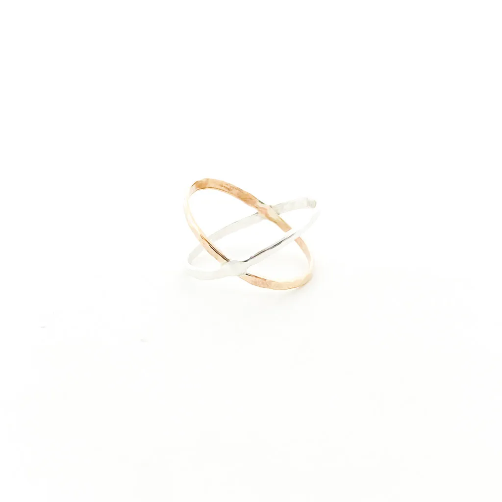 Xiomara X-Axis Ring | Gold & Silver
