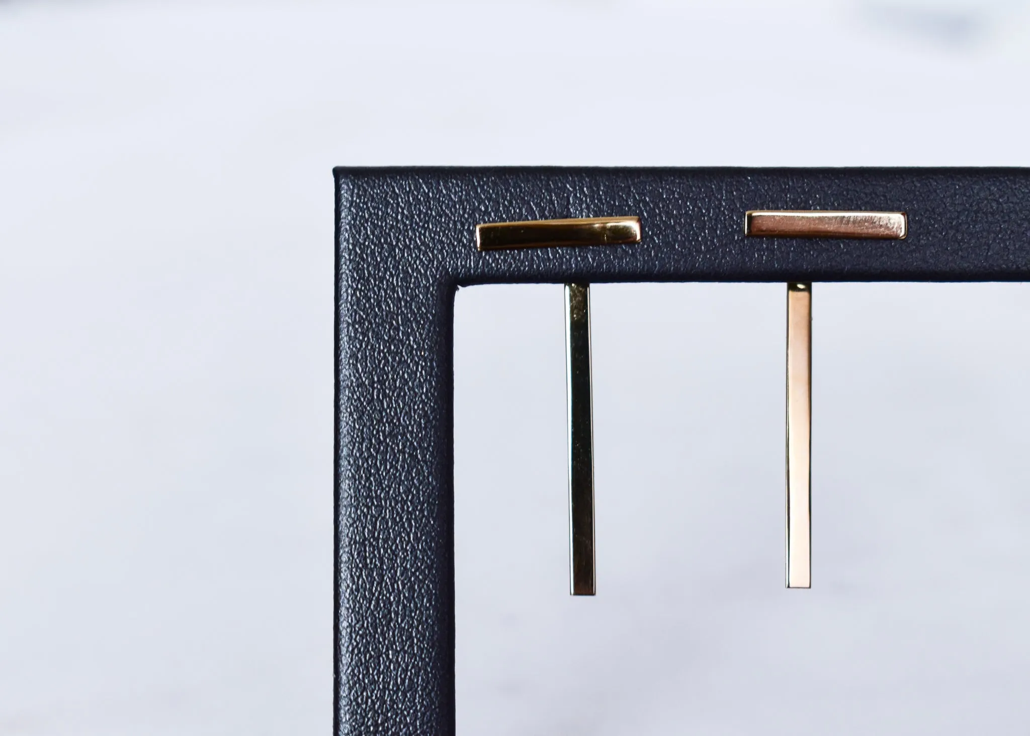 Yellow Gold Double Bar Drop Earrings