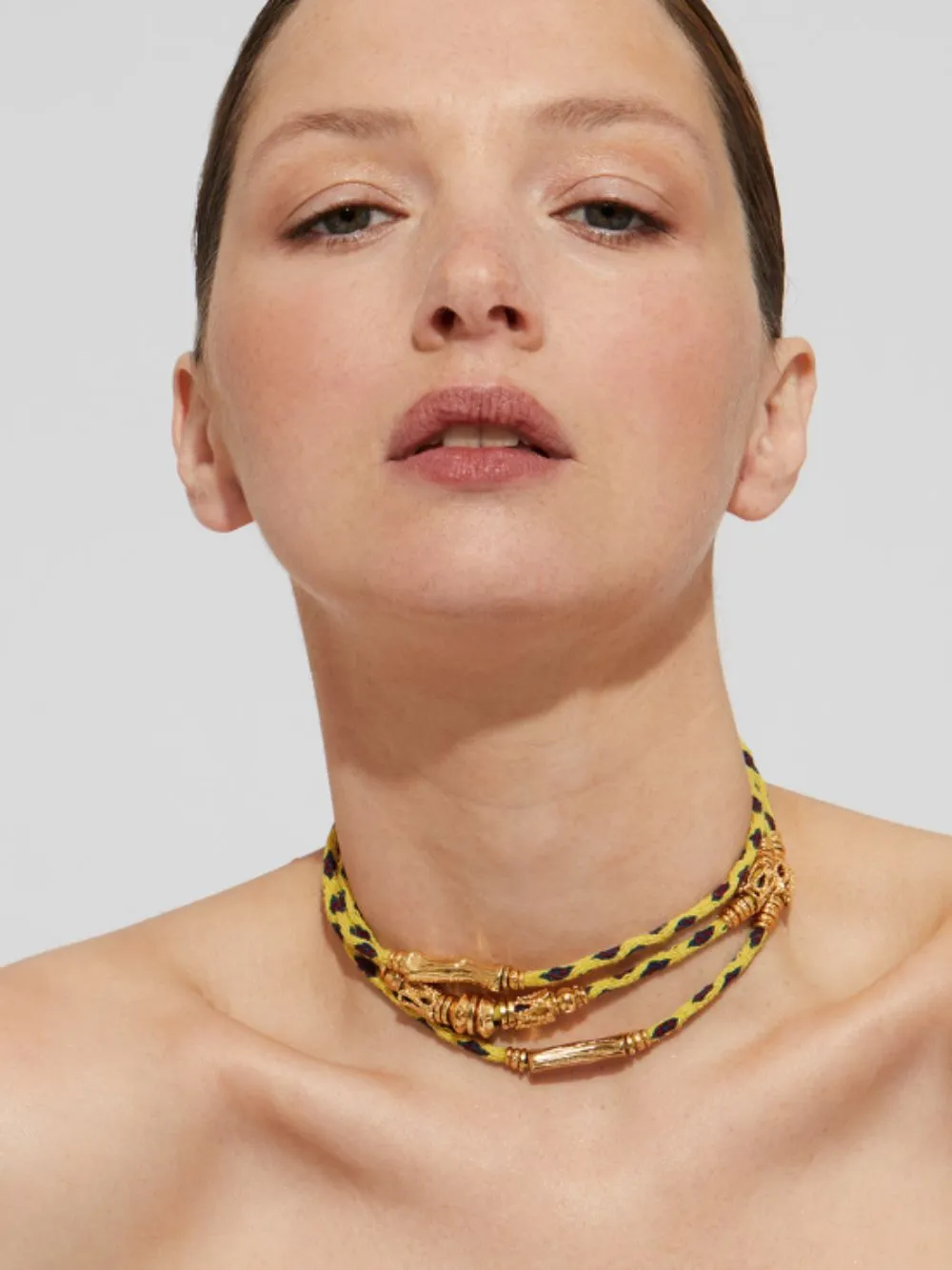 Yellow Lima Alpaca Long Necklace